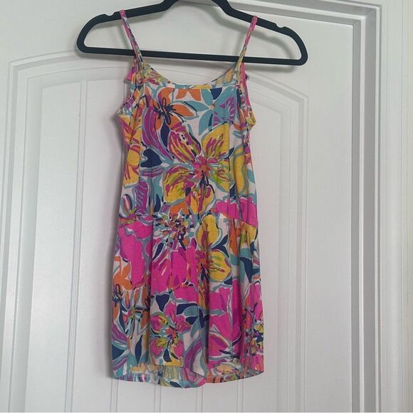 Lilly Pulitzer Colorful Floral Mini Romper Kids Size XL 12-14 Tropical Beach - Picture 2 of 9